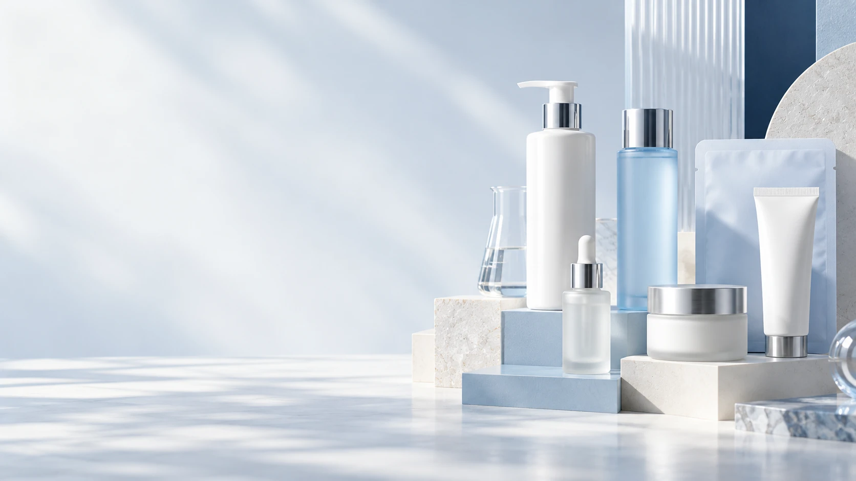 Creative multi-category cosmetics packaging scene